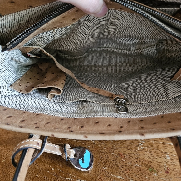 Dooney & Bourke Vintage Embossed Ostrich Leather Double Handle Handbag Cognac - Picture 8 of 15